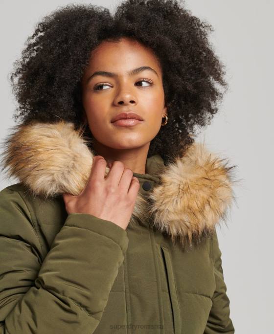 Superdry jachetă bomber cu glugă Everest îmbrăcăminte verde femei JX0Z3671