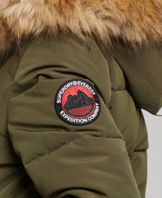 Superdry jachetă bomber cu glugă Everest îmbrăcăminte verde femei JX0Z3671