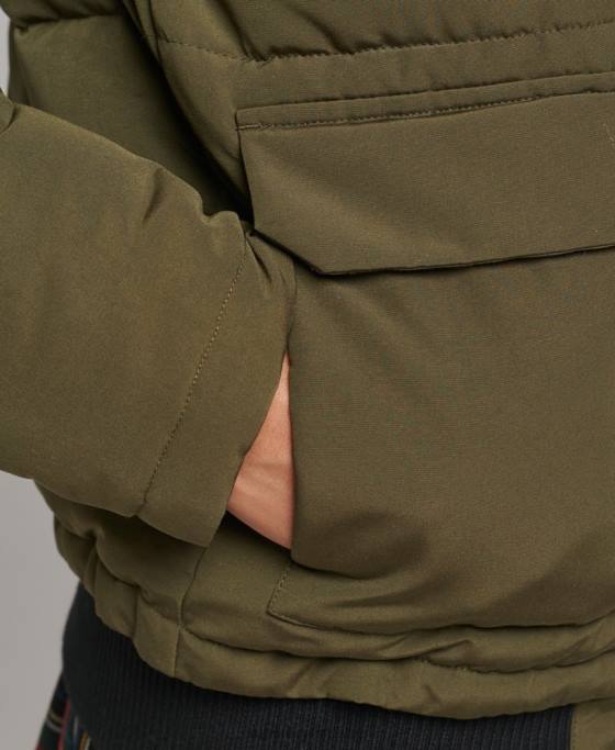 Superdry jachetă bomber cu glugă Everest îmbrăcăminte verde femei JX0Z3671