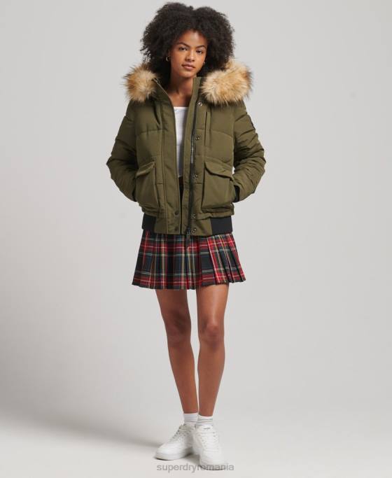 Superdry jachetă bomber cu glugă Everest îmbrăcăminte verde femei JX0Z3671