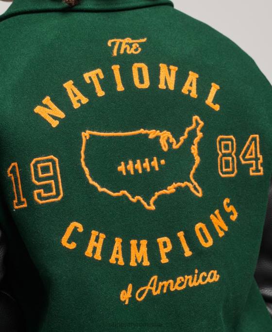 Superdry jachetă bomber cu plasture pentru colegiu îmbrăcăminte verde bărbați JX0Z933