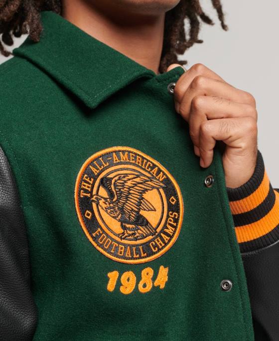 Superdry jachetă bomber cu plasture pentru colegiu îmbrăcăminte verde bărbați JX0Z933