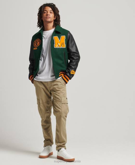 Superdry jachetă bomber cu plasture pentru colegiu îmbrăcăminte verde bărbați JX0Z933