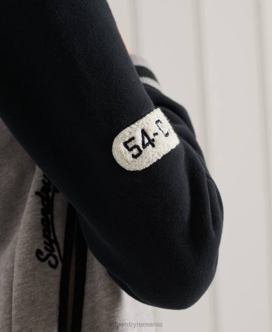 Superdry jachetă bomber de baseball cu scripturi colegiale îmbrăcăminte marina femei JX0Z6006