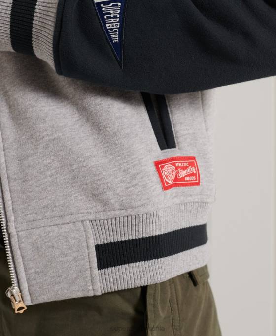 Superdry jachetă bomber de baseball cu scripturi colegiale îmbrăcăminte marina femei JX0Z6006