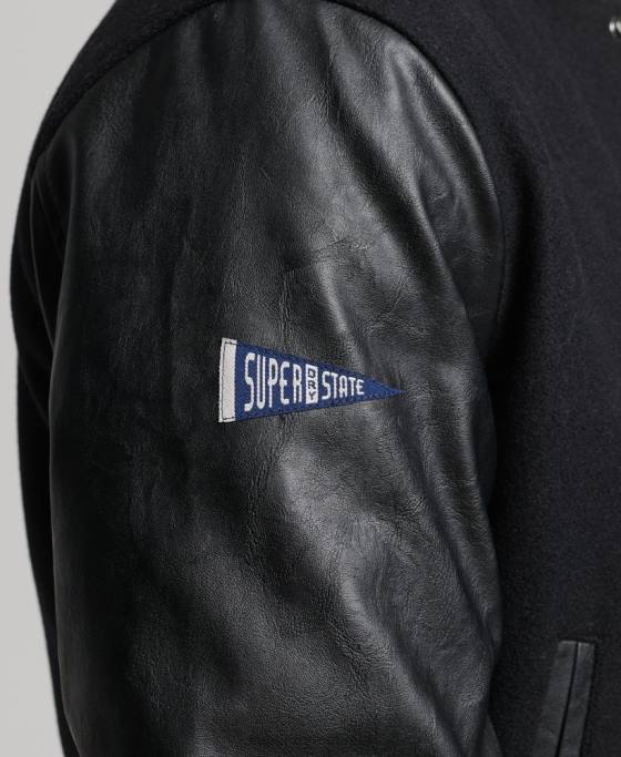 Superdry jachetă bomber de colegiu îmbrăcăminte gri inchis bărbați JX0Z1050