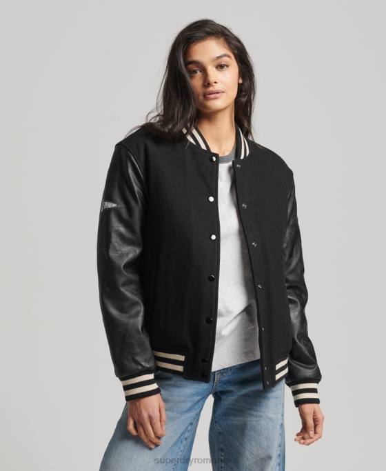 Superdry jachetă bomber de colegiu îmbrăcăminte gri inchis femei JX0Z5409