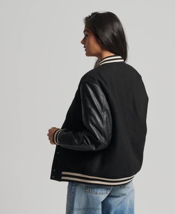 Superdry jachetă bomber de colegiu îmbrăcăminte gri inchis femei JX0Z5409
