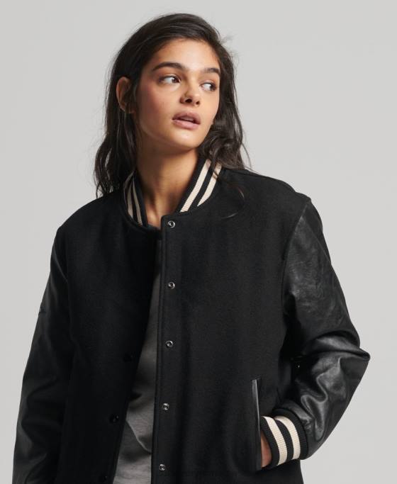Superdry jachetă bomber de colegiu îmbrăcăminte gri inchis femei JX0Z5409