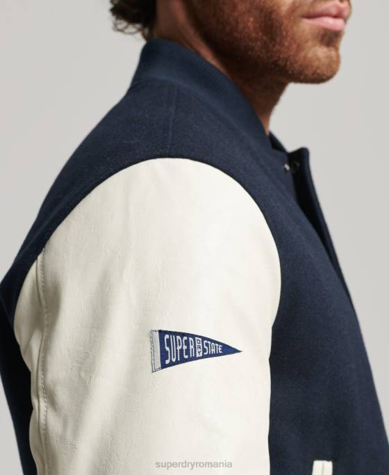 Superdry jachetă bomber de colegiu îmbrăcăminte marina bărbați JX0Z954