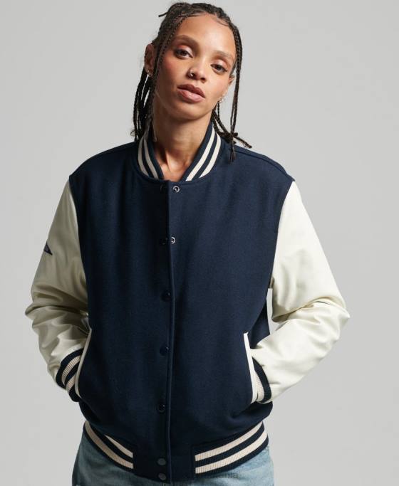 Superdry jachetă bomber de colegiu îmbrăcăminte marina femei JX0Z3784