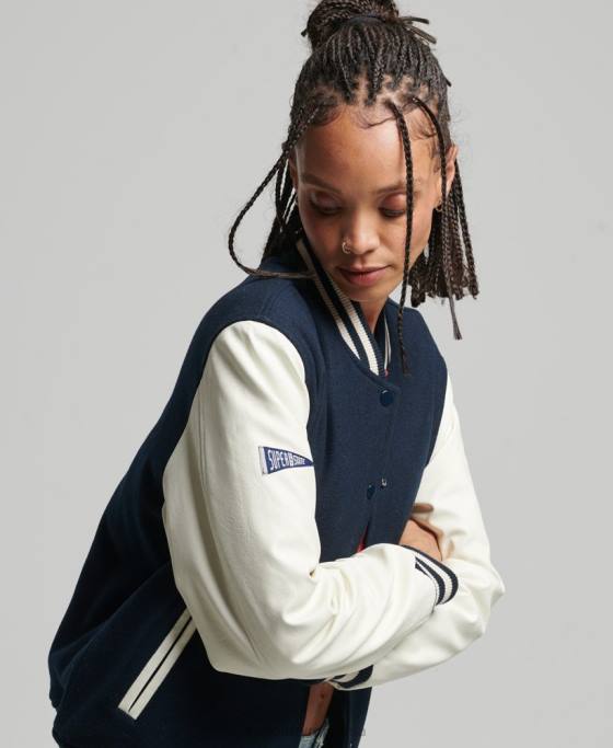 Superdry jachetă bomber de colegiu îmbrăcăminte marina femei JX0Z3784