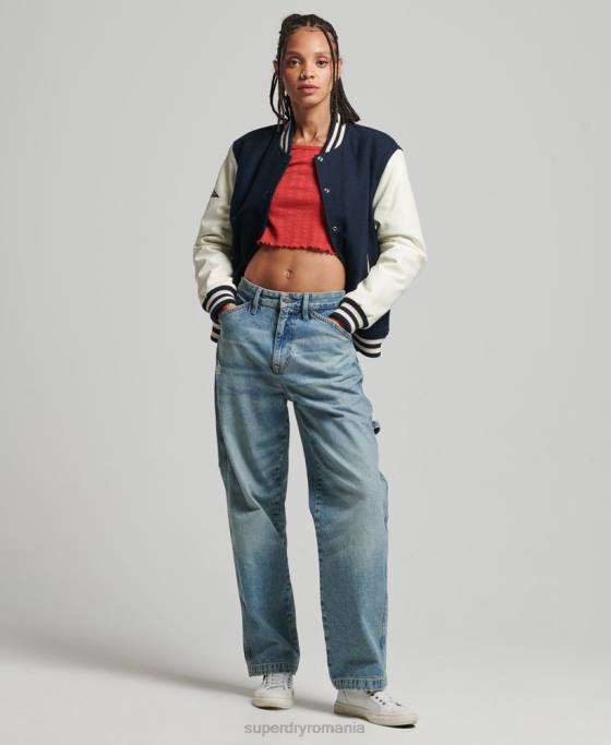 Superdry jachetă bomber de colegiu îmbrăcăminte marina femei JX0Z3784