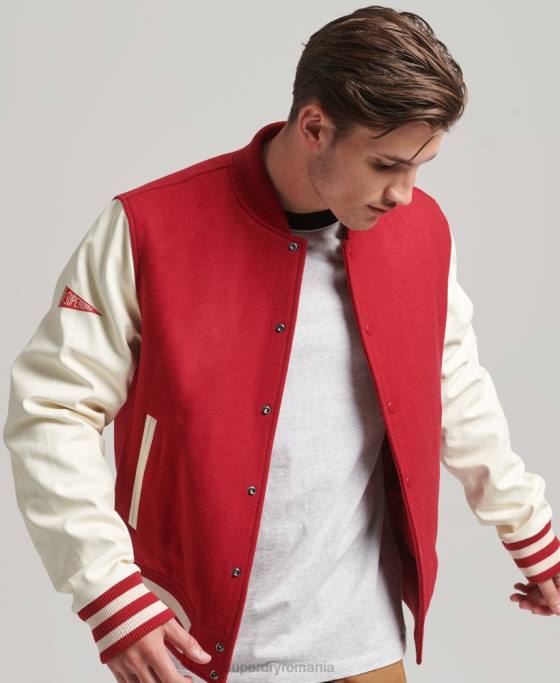 Superdry jachetă bomber de colegiu îmbrăcăminte roșu bărbați JX0Z1105
