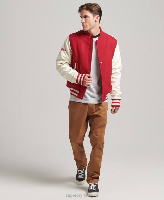 Superdry jachetă bomber de colegiu îmbrăcăminte roșu bărbați JX0Z1105