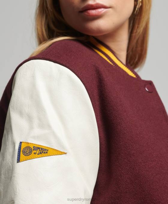 Superdry jachetă bomber de colegiu îmbrăcăminte roșu femei JX0Z5419