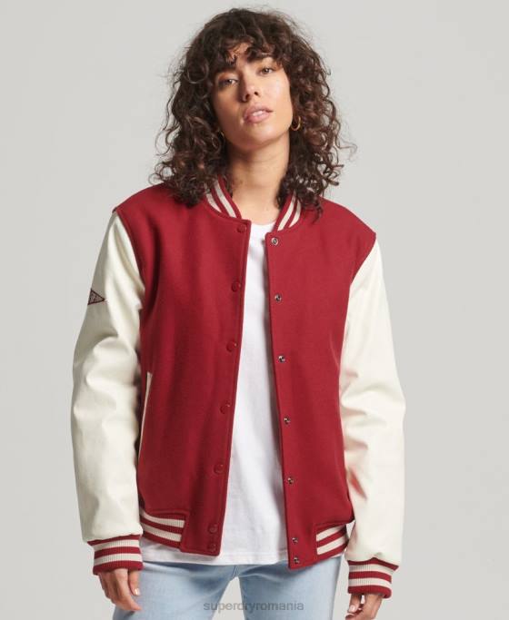Superdry jachetă bomber de colegiu îmbrăcăminte roșu femei JX0Z5427