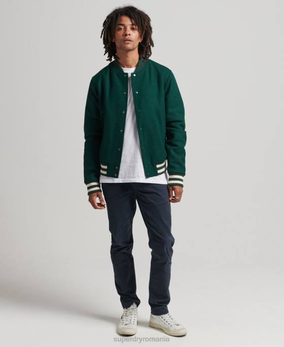 Superdry jachetă bomber de colegiu îmbrăcăminte verde bărbați JX0Z4477