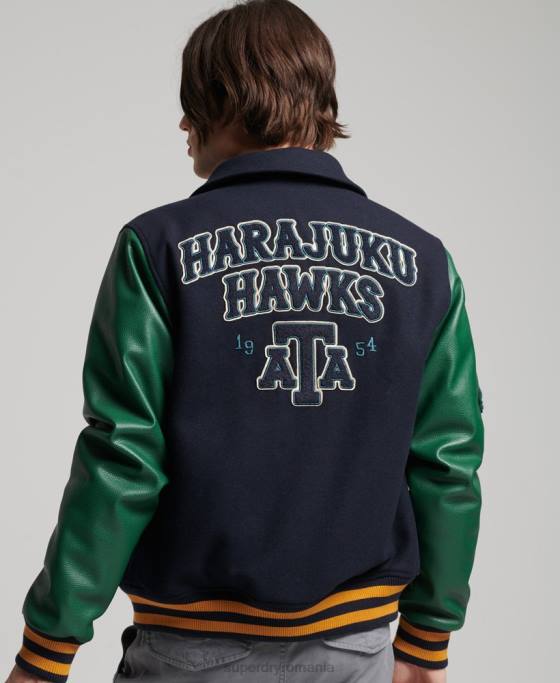 Superdry jachetă bomber de varsity mixtă îmbrăcăminte marina bărbați JX0Z4569