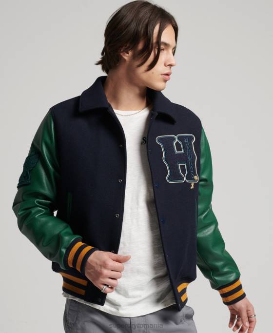 Superdry jachetă bomber de varsity mixtă îmbrăcăminte marina bărbați JX0Z4569