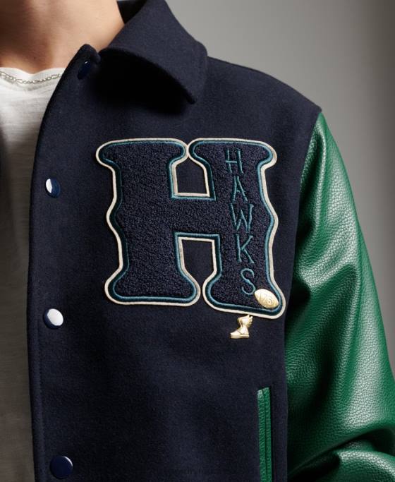 Superdry jachetă bomber de varsity mixtă îmbrăcăminte marina bărbați JX0Z4569