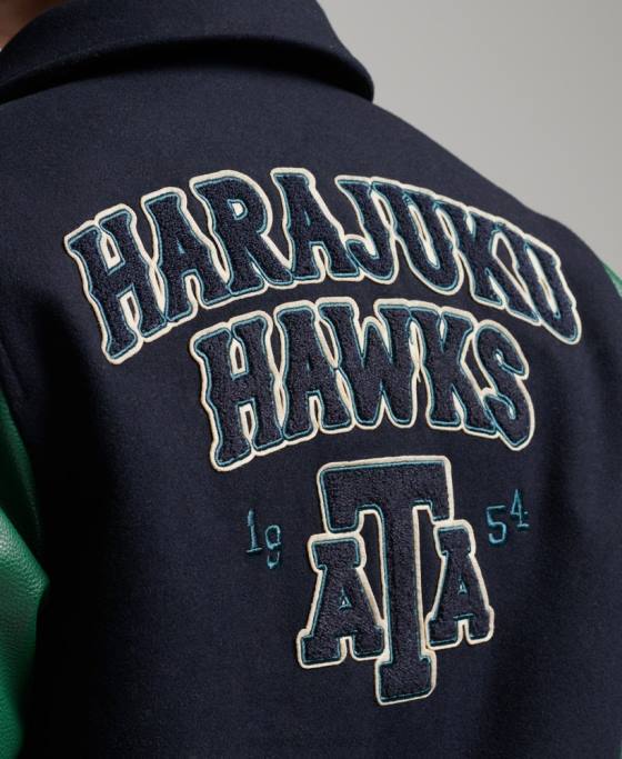 Superdry jachetă bomber de varsity mixtă îmbrăcăminte marina bărbați JX0Z4569