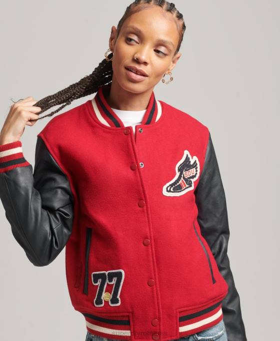 Superdry jachetă bomber de varsity petic îmbrăcăminte roșu femei JX0Z5471