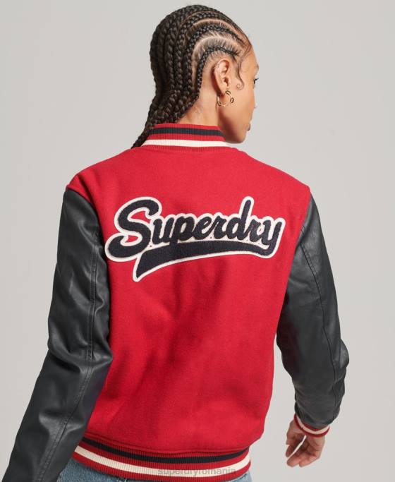 Superdry jachetă bomber de varsity petic îmbrăcăminte roșu femei JX0Z5471