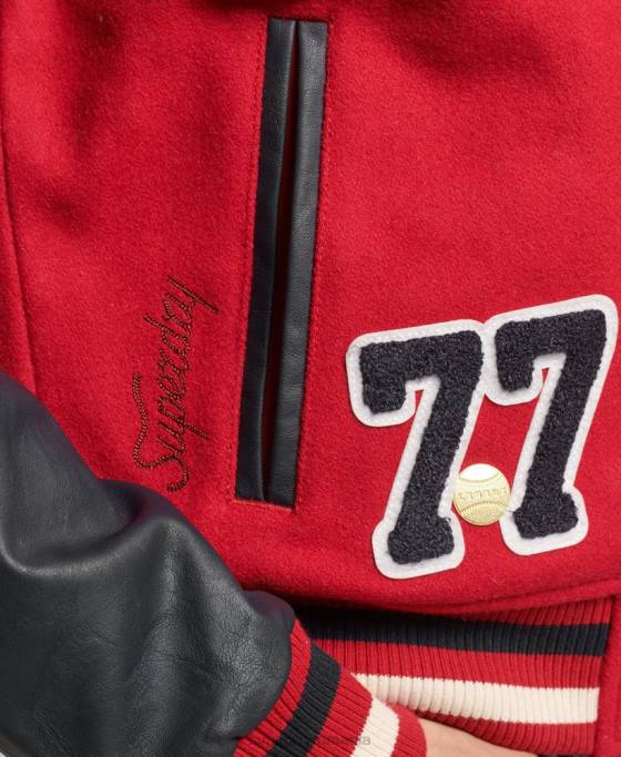 Superdry jachetă bomber de varsity petic îmbrăcăminte roșu femei JX0Z5471
