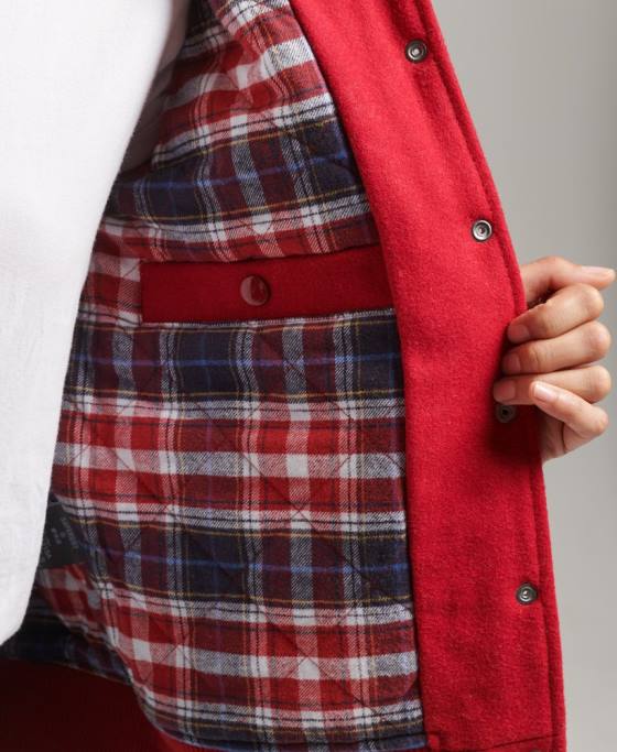 Superdry jachetă bomber de varsity petic îmbrăcăminte roșu femei JX0Z5471