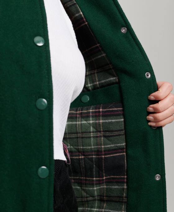 Superdry jachetă bomber de varsity petic îmbrăcăminte verde femei JX0Z5593