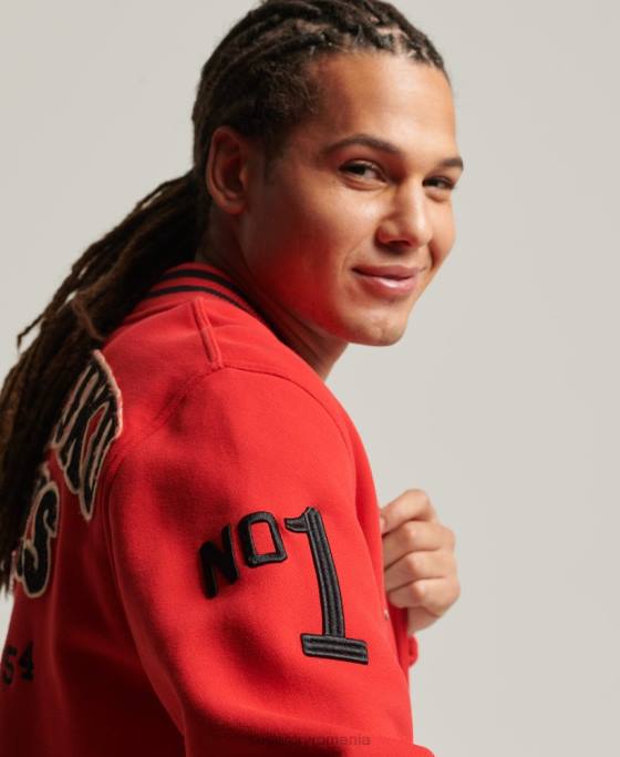 Superdry jachetă bomber din jerseu colegial îmbrăcăminte roșu bărbați JX0Z5217