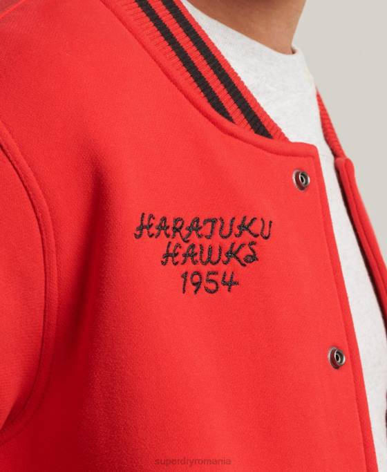 Superdry jachetă bomber din jerseu colegial îmbrăcăminte roșu bărbați JX0Z5217