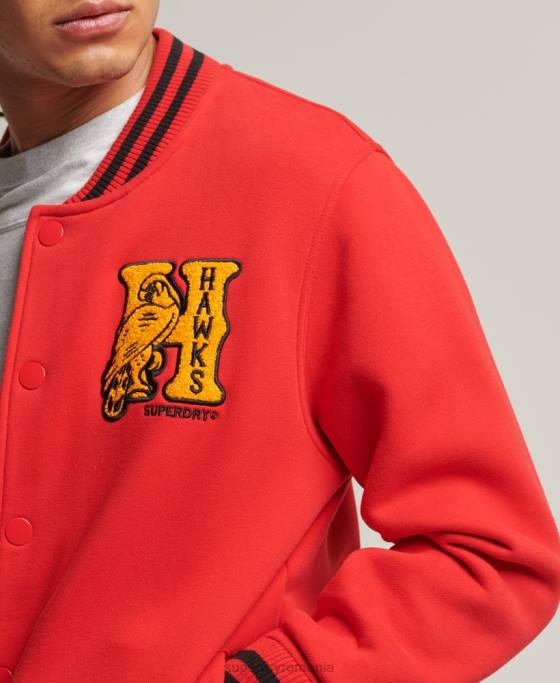 Superdry jachetă bomber din jerseu colegial îmbrăcăminte roșu bărbați JX0Z5217