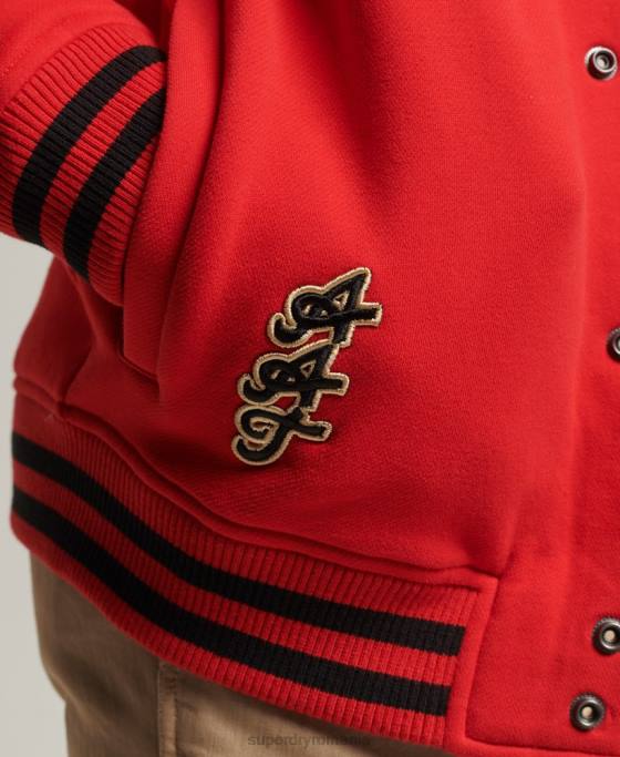 Superdry jachetă bomber din jerseu colegial îmbrăcăminte roșu bărbați JX0Z5217