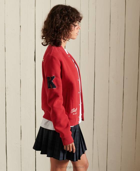 Superdry jachetă bomber din jerseu colegial îmbrăcăminte roșu femei JX0Z6003