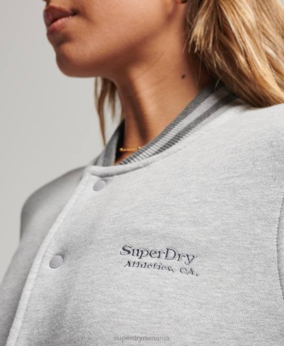 Superdry jachetă bomber din jerseu cu logo vintage îmbrăcăminte gri femei JX0Z3325