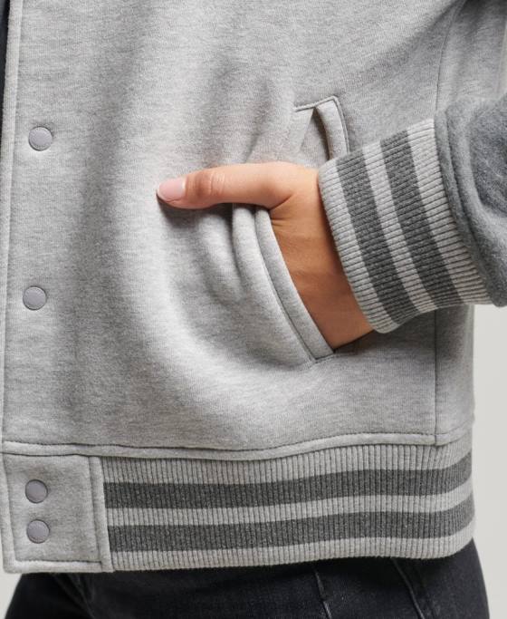 Superdry jachetă bomber din jerseu cu logo vintage îmbrăcăminte gri femei JX0Z3325