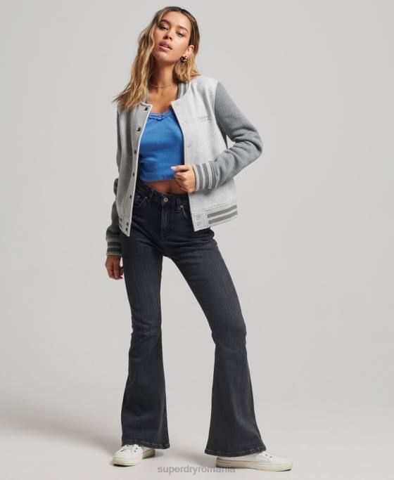 Superdry jachetă bomber din jerseu cu logo vintage îmbrăcăminte gri femei JX0Z3325