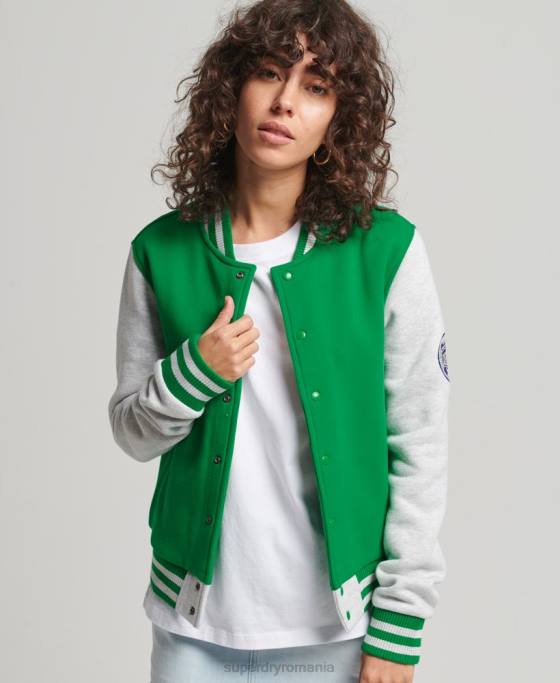 Superdry jachetă bomber din jerseu de epocă îmbrăcăminte verde femei JX0Z5943