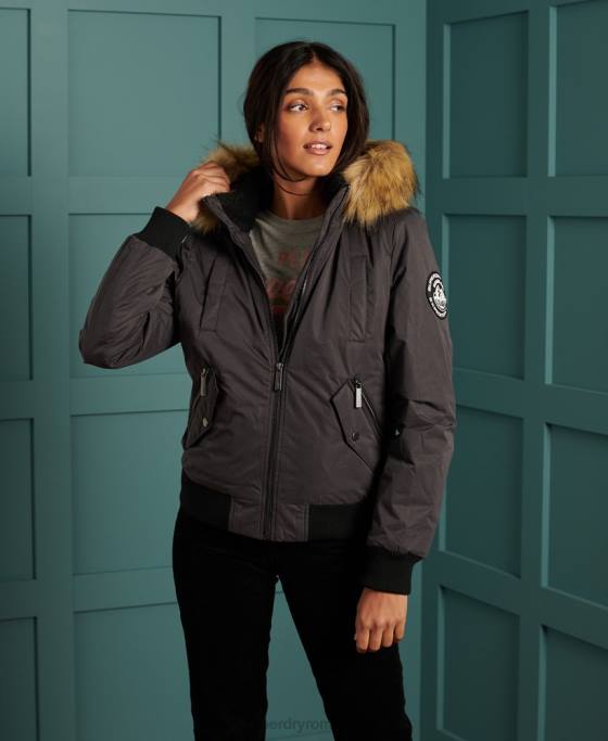 Superdry jachetă bomber din microfibră îmbrăcăminte negru femei JX0Z5712