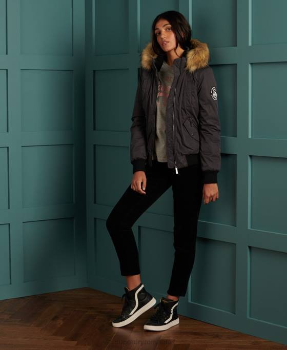 Superdry jachetă bomber din microfibră îmbrăcăminte negru femei JX0Z5712