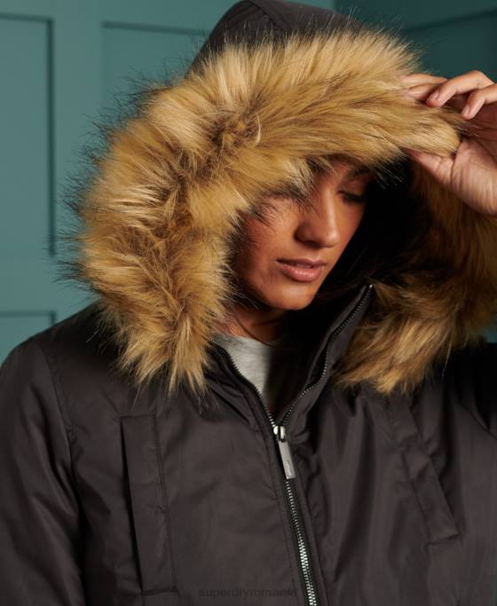 Superdry jachetă bomber din microfibră îmbrăcăminte negru femei JX0Z5712