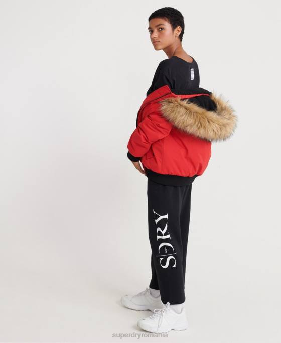 Superdry jachetă bomber din microfibră îmbrăcăminte roșu femei JX0Z5685