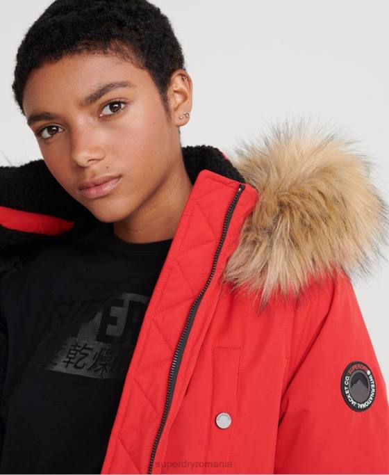 Superdry jachetă bomber din microfibră îmbrăcăminte roșu femei JX0Z5685