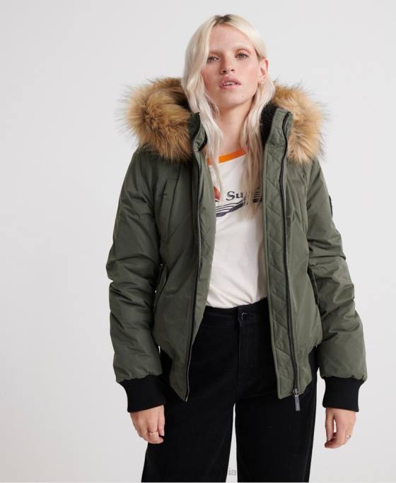 Superdry jachetă bomber din microfibră îmbrăcăminte verde femei JX0Z5711
