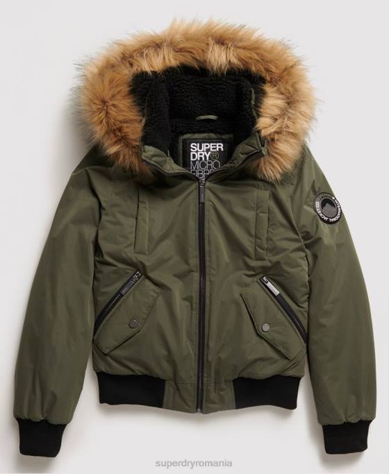 Superdry jachetă bomber din microfibră îmbrăcăminte verde femei JX0Z5711