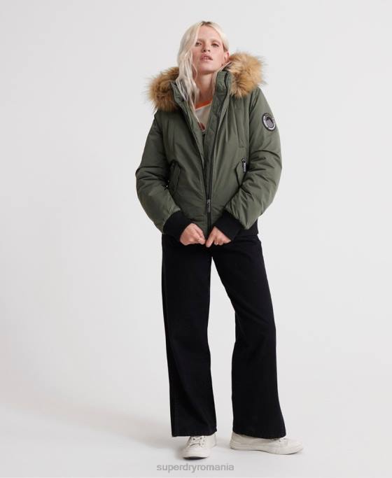 Superdry jachetă bomber din microfibră îmbrăcăminte verde femei JX0Z5711