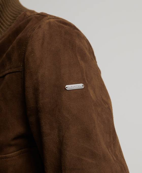 Superdry jachetă bomber din piele intoarsa cu guler tricotat studios îmbrăcăminte bronzat femei JX0Z3700