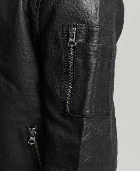 Superdry jachetă bomber din piele îmbrăcăminte negru bărbați JX0Z4753